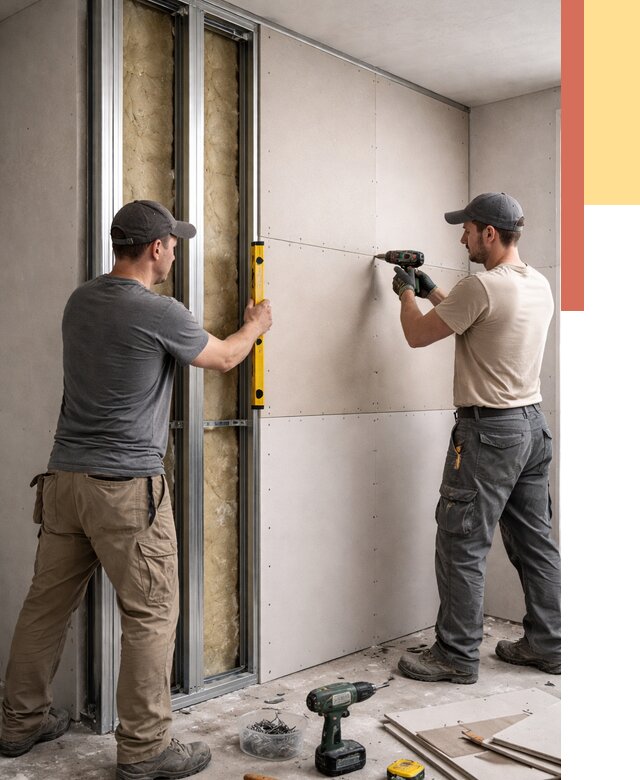 Монтаж двухслойной перегородки из гипсокартона в юбилейном от 1494 руб. | ОТДЕЛОЧНИК-Юбл