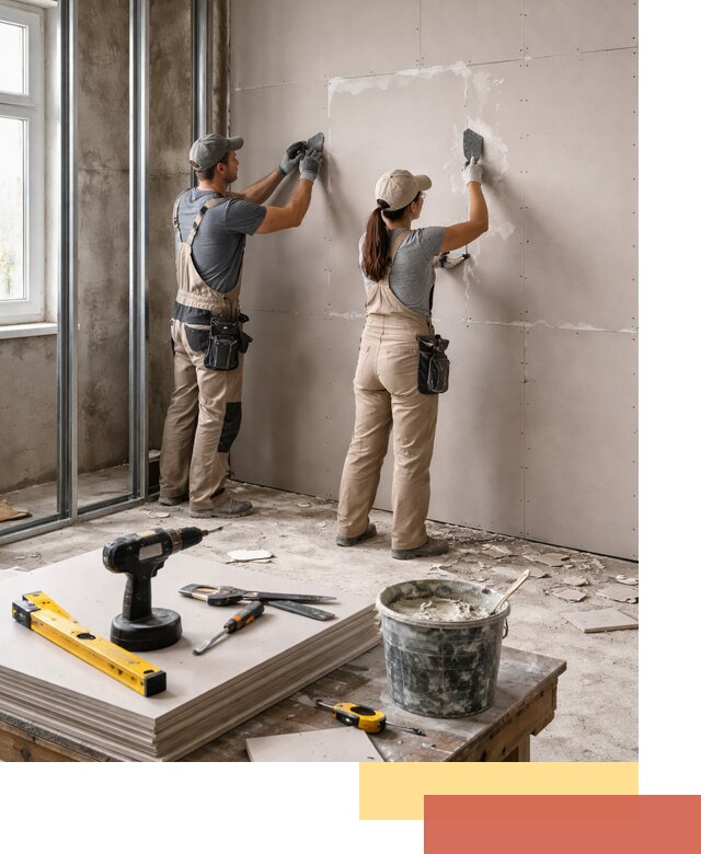 Монтаж двухслойной перегородки из гипсокартона в юбилейном