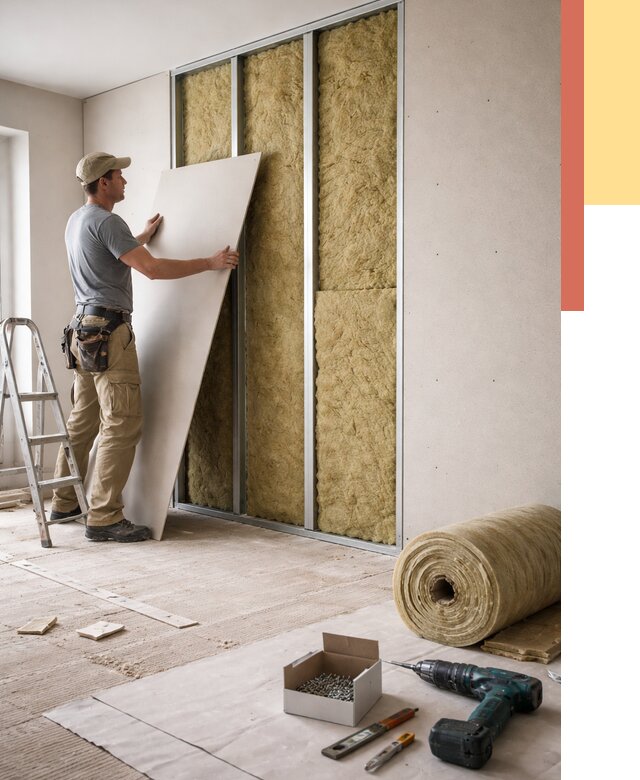 Перегородка из гипсокартона с шумоизоляцией в юбилейном от 3215 руб. | ОТДЕЛОЧНИК-Юбл