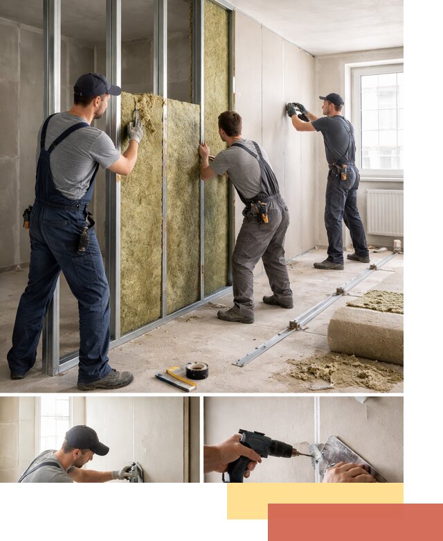 Перегородка из гипсокартона с шумоизоляцией в юбилейном — монтаж под ключ