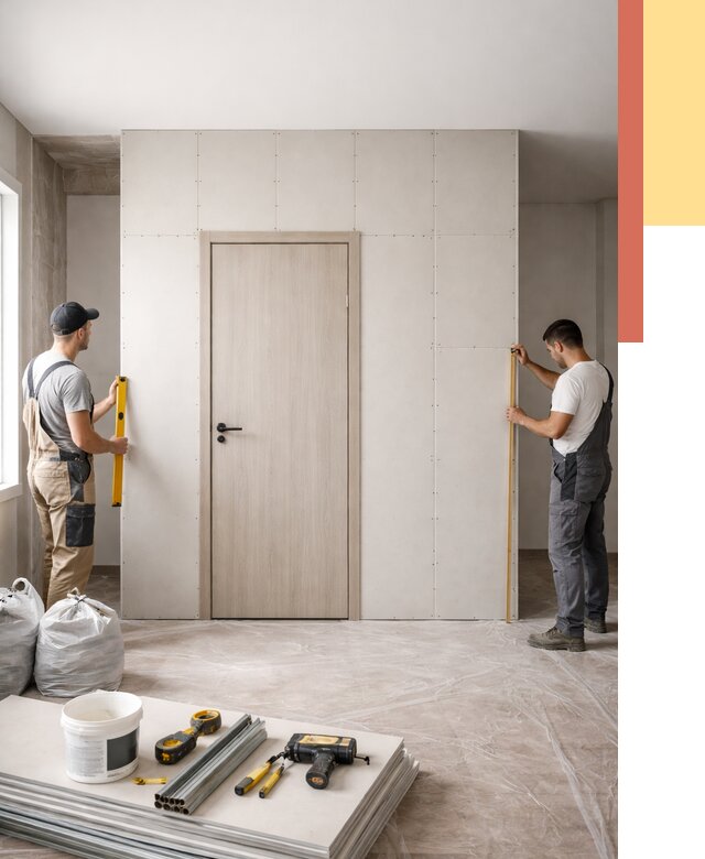 Перегородка из гипсокартона с дверью в юбилейном от 4636 руб. под ключ | ОТДЕЛОЧНИК-Юбл