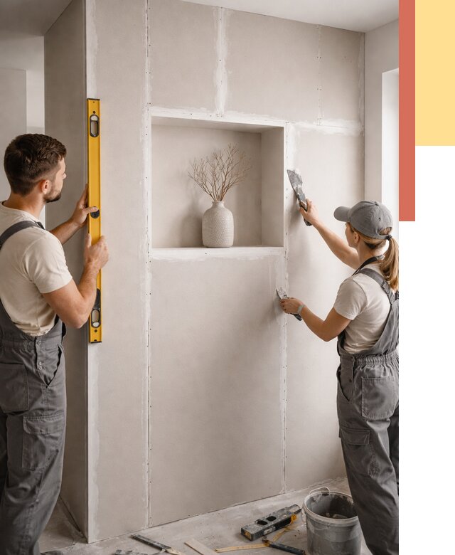 Перегородка из гипсокартона с нишей в юбилейном от 3348 руб. под ключ | ОТДЕЛОЧНИК-Юбл