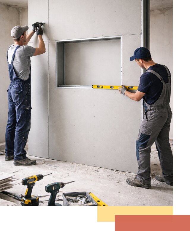 Перегородка из гипсокартона с нишей под декор в юбилейном