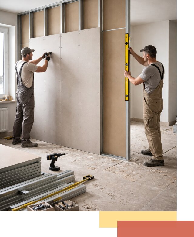 Зонирующая перегородка из гипсокартона под ключ в юбилейном