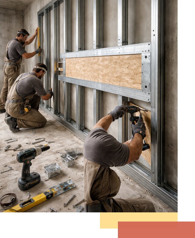 Усиленная перегородка для крепления тяжёлых конструкций в юбилейном