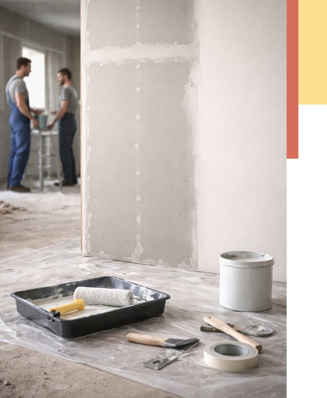 Покраска перегородок из гипсокартона в юбилейном от 4636 руб. под ключ | ОТДЕЛОЧНИК-Юбл