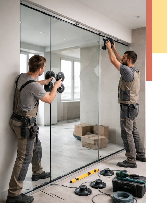 Монтаж стеклянных перегородок в юбилейном от 6697 руб. | ОТДЕЛОЧНИК-Юбл