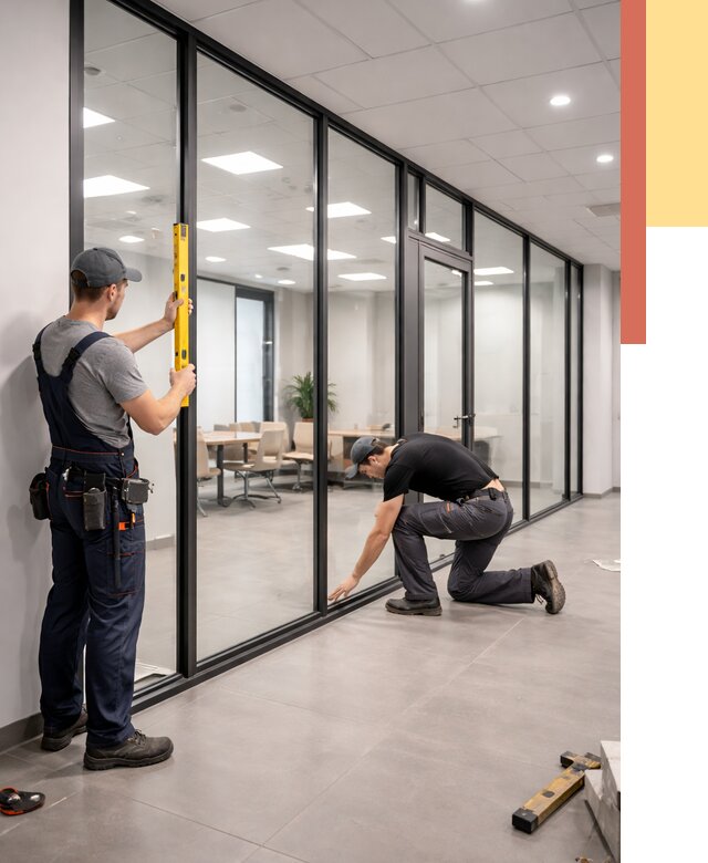 Каркасные стеклянные перегородки в юбилейном под ключ от 9479 руб. | ОТДЕЛОЧНИК-Юбл