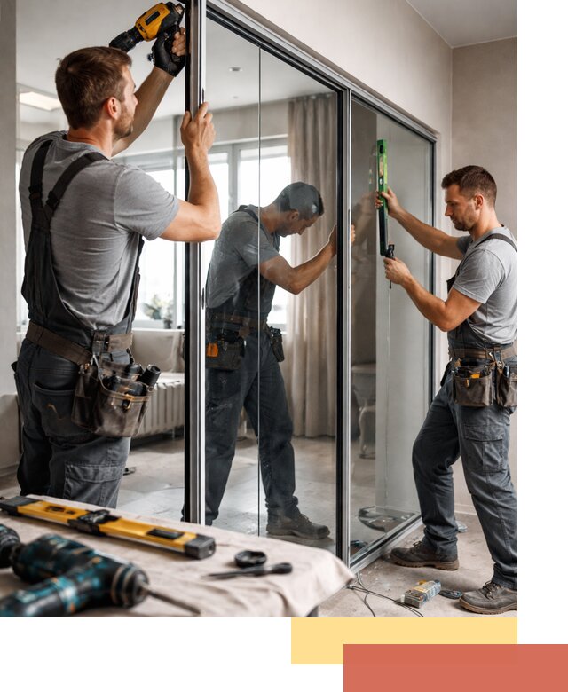 Каркасные стеклянные перегородки под ключ в юбилейном