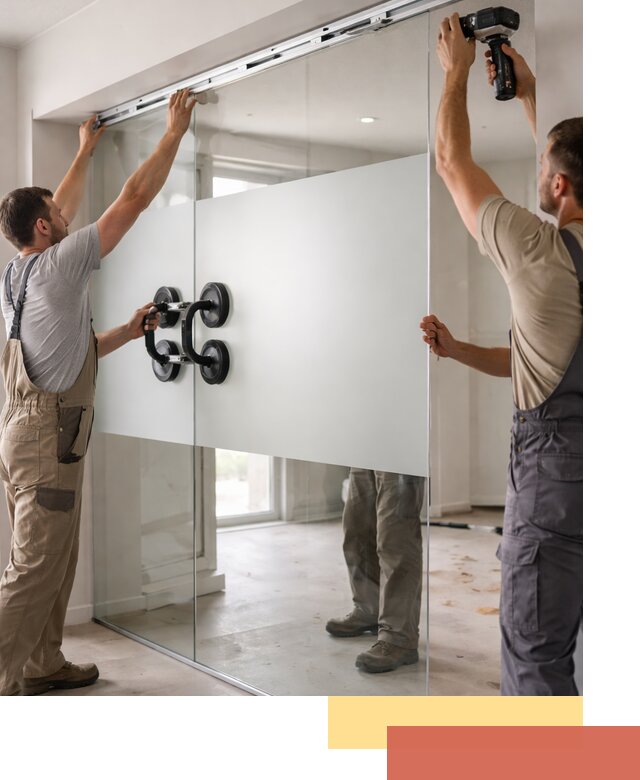 Матовые стеклянные перегородки под ключ в юбилейном