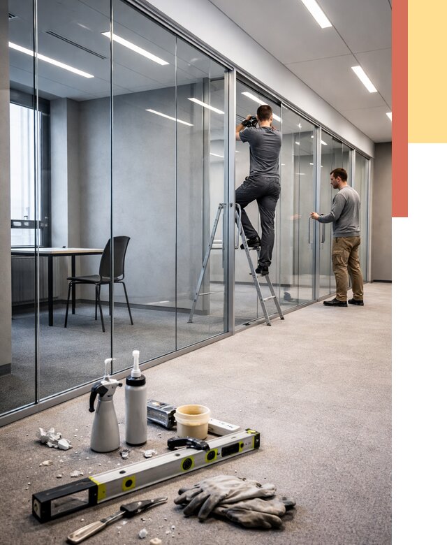 Стеклянные офисные перегородки в юбилейном от 8758 руб. — монтаж и установка | ОТДЕЛОЧНИК-Юбл