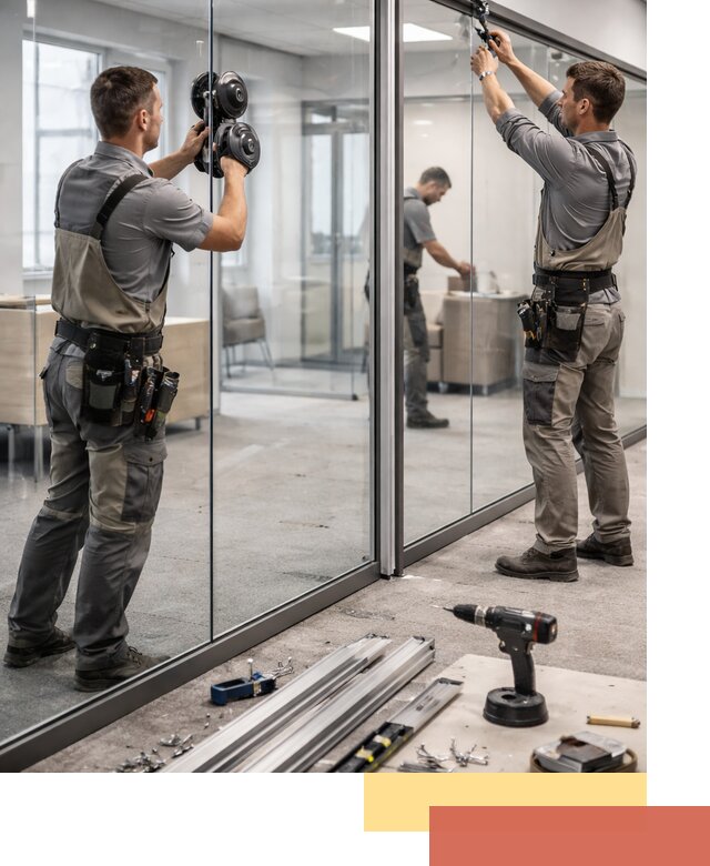 Стеклянные офисные перегородки под ключ в юбилейном