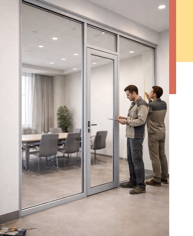 Установка и монтаж алюминиевых перегородок со стеклом в юбилейном от 8448 руб. | ОТДЕЛОЧНИК-Юбл