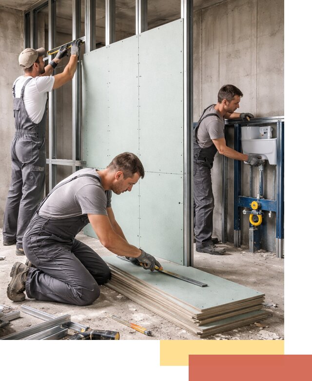 Монтаж и ремонт сантехнических перегородок в юбилейном