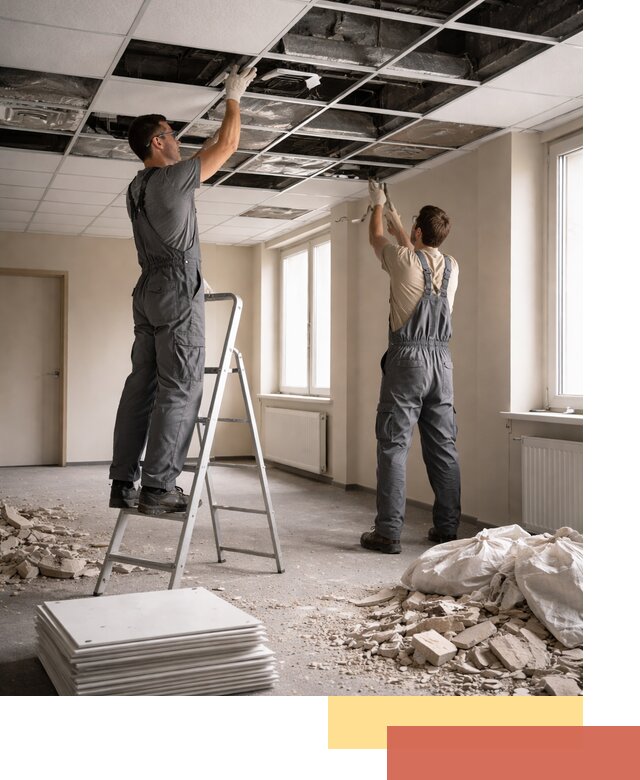 Демонтаж потолков Армстронг профессионально в юбилейном