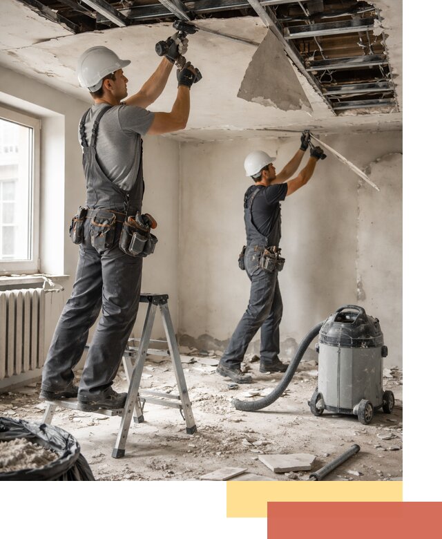 Демонтаж гипсокартонного потолка в юбилейном быстро и аккуратно