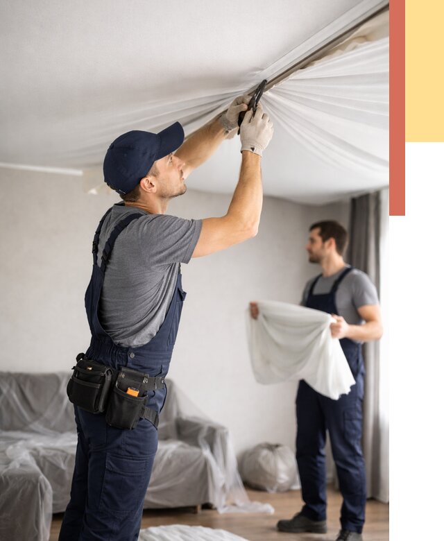 Демонтаж натяжного потолка в юбилейном от 4636 руб. — снятие и разбор под ключ | ОТДЕЛОЧНИК-Юбл