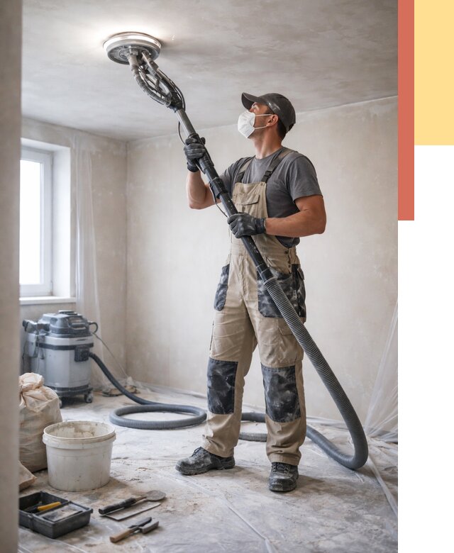 Шлифовка потолка в юбилейном от 3606 руб. — услуги шлифования потолка | ОТДЕЛОЧНИК-Юбл