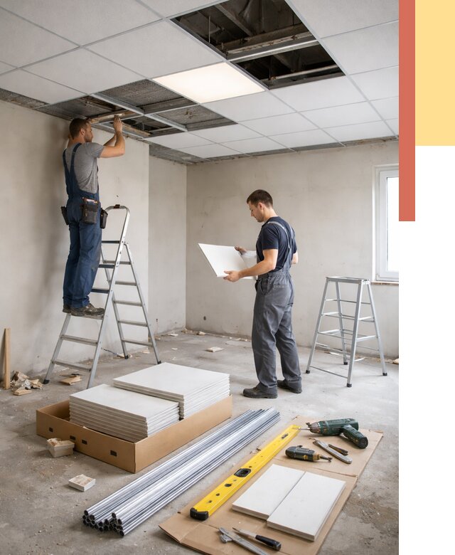 Монтаж потолка армстронг в юбилейном от 4636 руб/м2 — быстрая установка под ключ | ОТДЕЛОЧНИК-Юбл