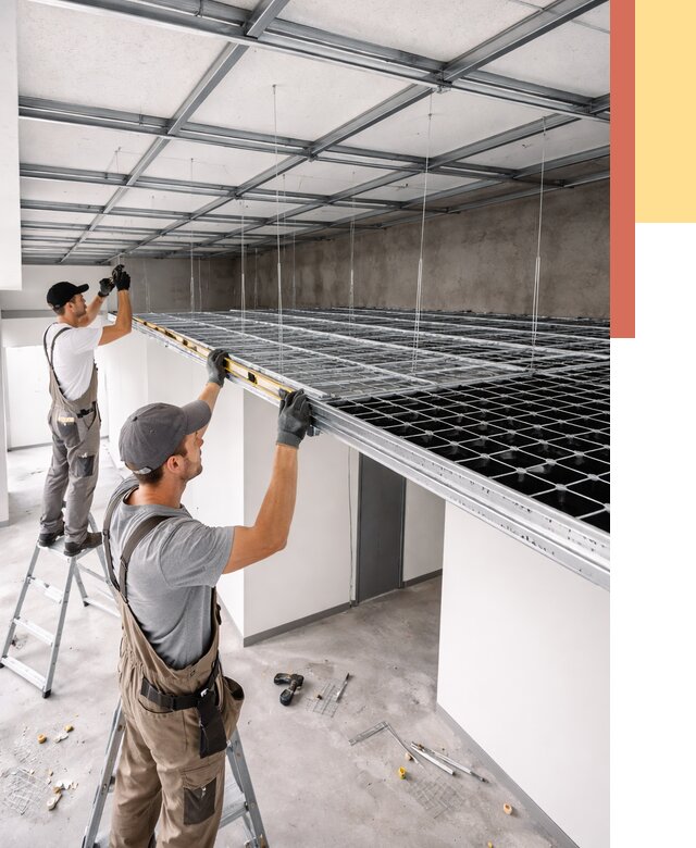 Монтаж потолка грильято в юбилейном от 464 руб./м² — быстрая сборка под ключ | ОТДЕЛОЧНИК-Юбл