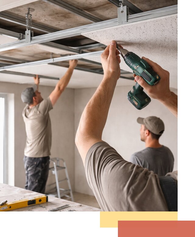 Монтаж акустического потолка в юбилейном под ключ