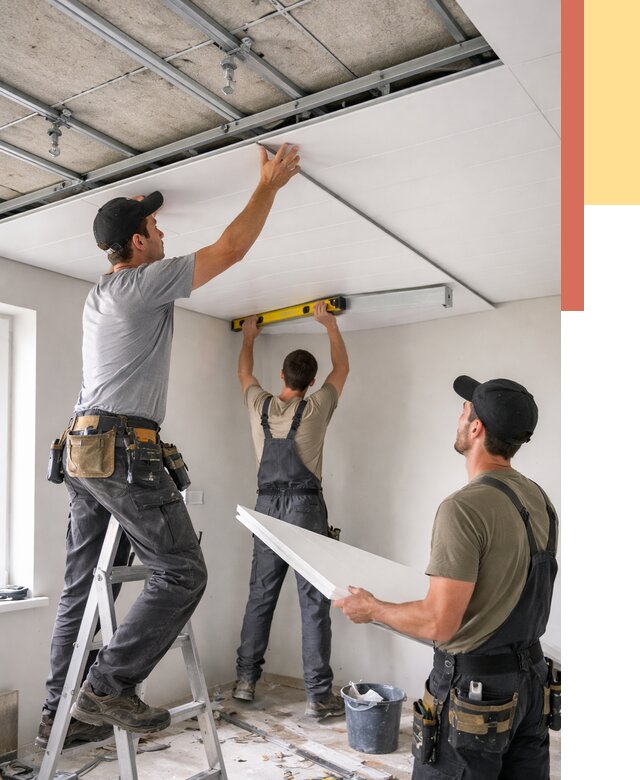 Монтаж потолка из ПВХ панелей в юбилейном от 3606 руб./м2 — быстро и недорого | ОТДЕЛОЧНИК-Юбл