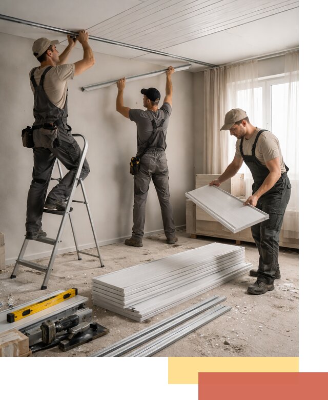 Монтаж потолка из ПВХ панелей в юбилейном оперативно и качественно