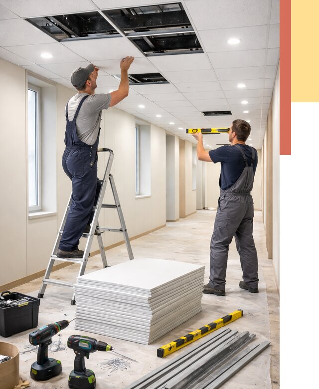 Ремонт потолка Армстронг в юбилейном от 4636 руб. — быстро и недорого | ОТДЕЛОЧНИК-Юбл