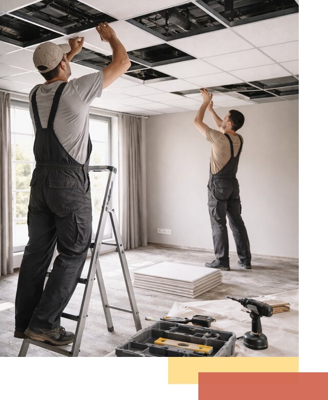 Замена плит подвесного потолка в юбилейном быстро и качественно