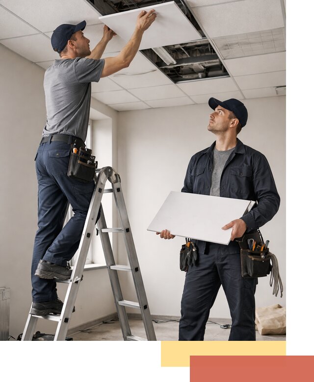 Обслуживание подвесного потолка в юбилейном — ремонт и чистка