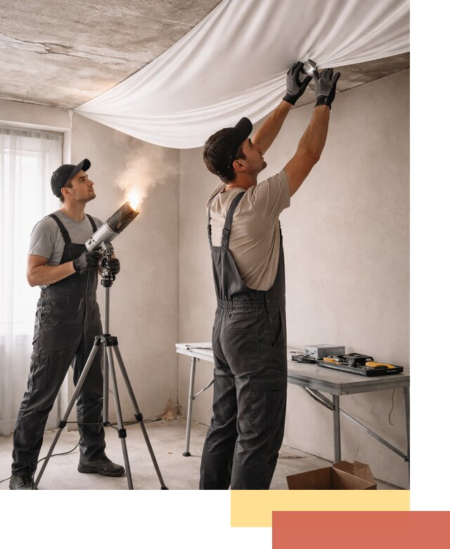 Установка натяжного потолка под ключ в юбилейном