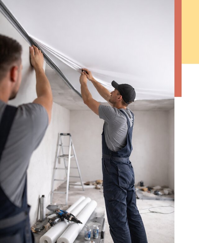 Монтаж матового натяжного потолка в юбилейном от 4636 руб./м² — быстро и недорого | ОТДЕЛОЧНИК-Юбл