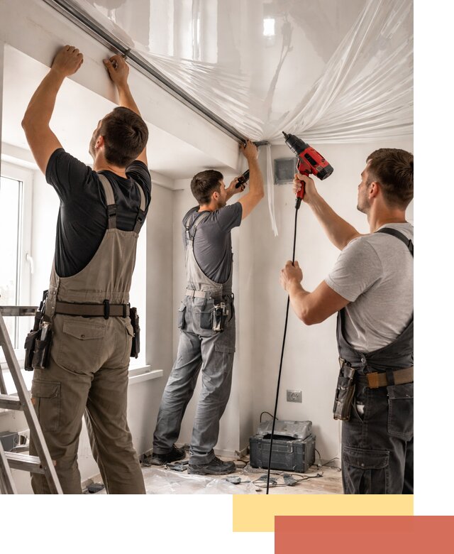 Монтаж глянцевого натяжного потолка в юбилейном быстро и качественно