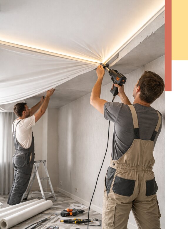 Монтаж натяжного потолка с подсветкой в юбилейном от 979 руб. | ОТДЕЛОЧНИК-Юбл