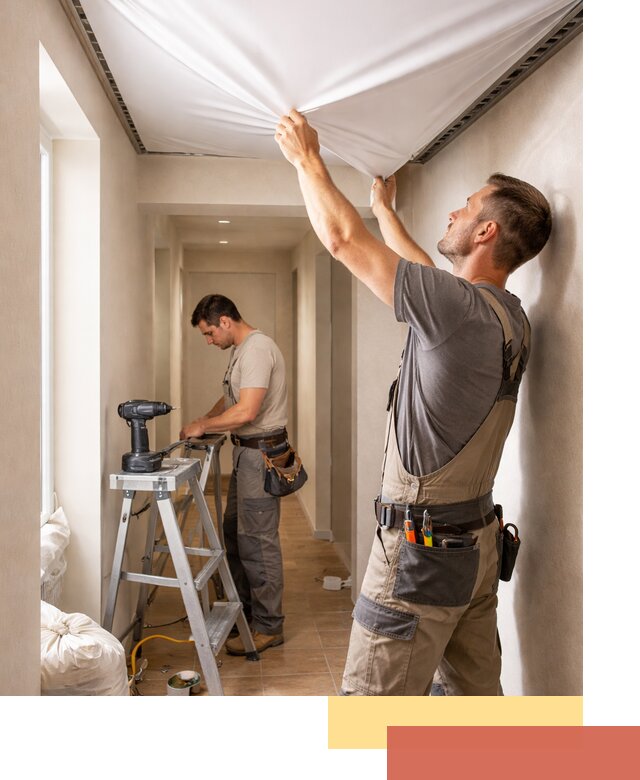 Монтаж натяжного потолка в прихожей в юбилейном