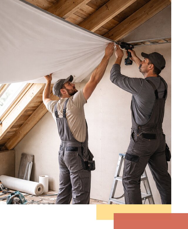 Монтаж натяжного потолка в мансарде в юбилейном