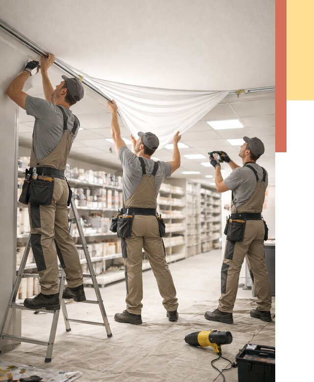 Монтаж натяжного потолка в магазине в юбилейном от 4636 руб. быстро и недорого | ОТДЕЛОЧНИК-Юбл