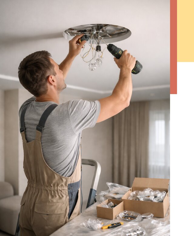 Установка люстры в натяжной потолок в юбилейном от 1236 руб. | Быстро и недорого — ОТДЕЛОЧНИК-Юбл