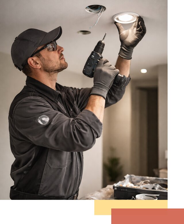 Установка точечных светильников в натяжной потолок в юбилейном