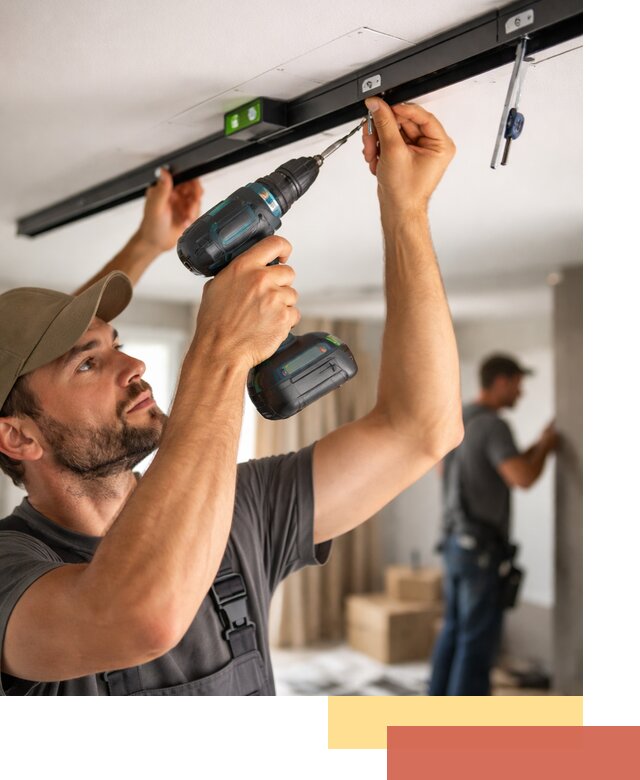 Установка трековых светильников в натяжной потолок в юбилейном