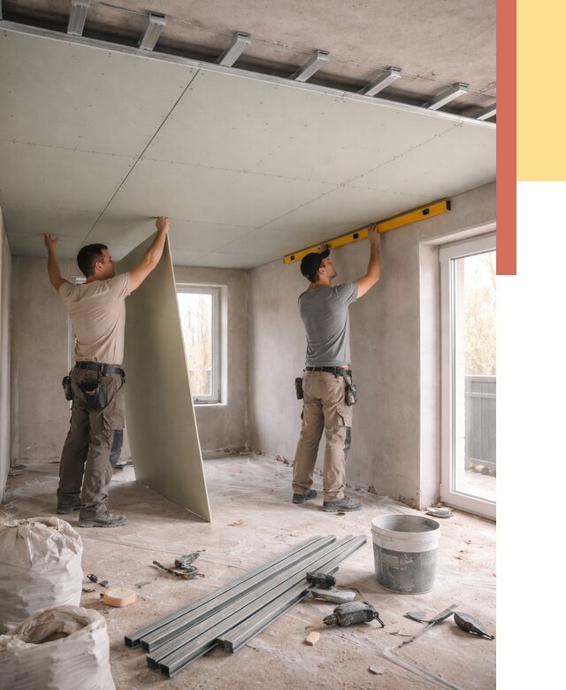 Одноуровневый потолок из гипсокартона в юбилейном от 773 руб. — монтаж под ключ | ОТДЕЛОЧНИК-Юбл