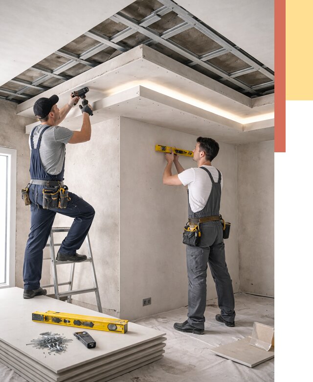 Двухуровневый потолок из гипсокартона в юбилейном от 1494 руб. под ключ | ОТДЕЛОЧНИК-Юбл