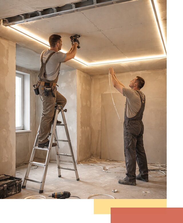 Потолок из гипсокартона с подсветкой в юбилейном