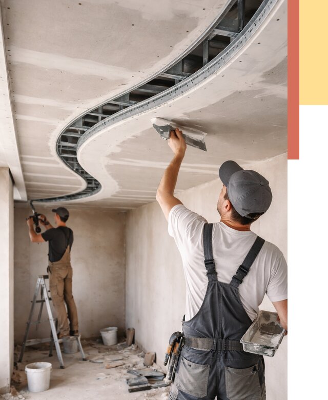 Криволинейный потолок из гипсокартона в юбилейном от 2164 руб./м2 | ОТДЕЛОЧНИК-Юбл