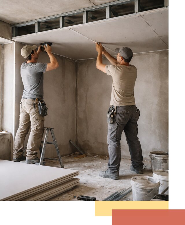 Короб из гипсокартона на потолке под ключ в юбилейном