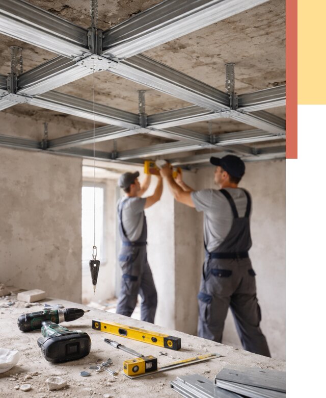 Монтаж каркаса потолка из профиля в юбилейном от 4636 руб. — услуги ОТДЕЛОЧНИК-Юбл