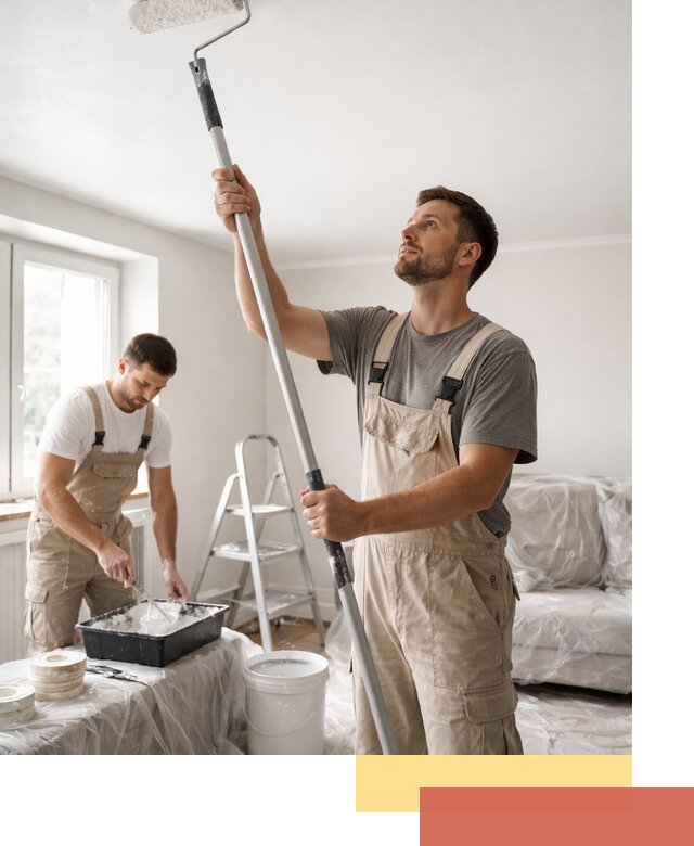 Покраска потолка водоэмульсионной краской в юбилейном