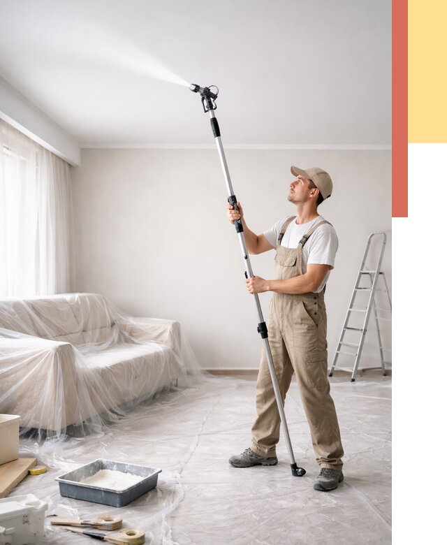 Покраска потолка краскопультом в юбилейном от 4636 руб. быстро и недорого | ОТДЕЛОЧНИК-Юбл