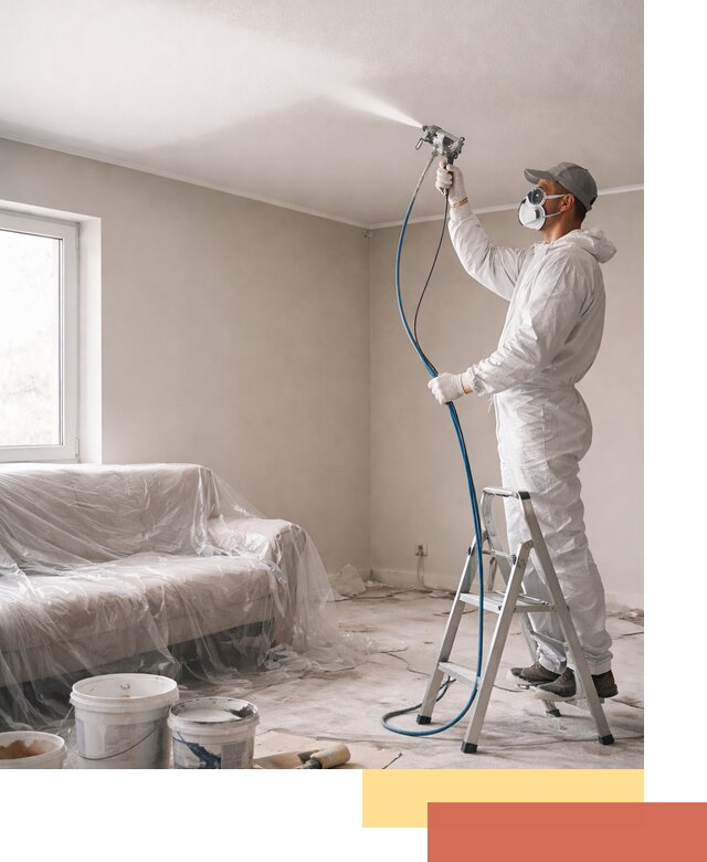 Покраска потолка краскопультом в юбилейном быстро и качественно