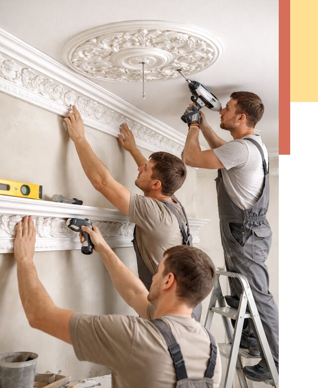 Монтаж лепнины на потолок в юбилейном от 3297 руб. быстро и недорого | ОТДЕЛОЧНИК-Юбл